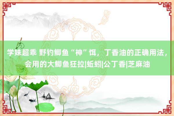 学妹超乖 野钓鲫鱼“神”饵，丁香油的正确用法，会用的大鲫鱼狂拉|蚯蚓|公丁香|芝麻油