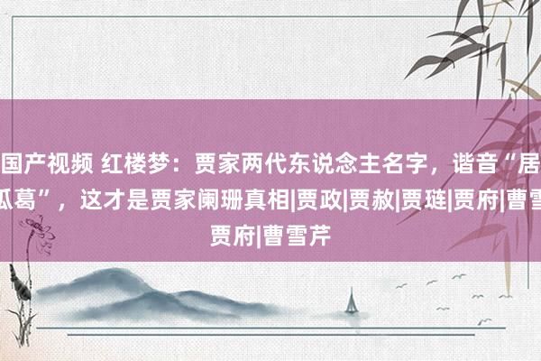 国产视频 红楼梦：贾家两代东说念主名字，谐音“居摄瓜葛”，这才是贾家阑珊真相|贾政|贾赦|贾琏|贾府|曹雪芹